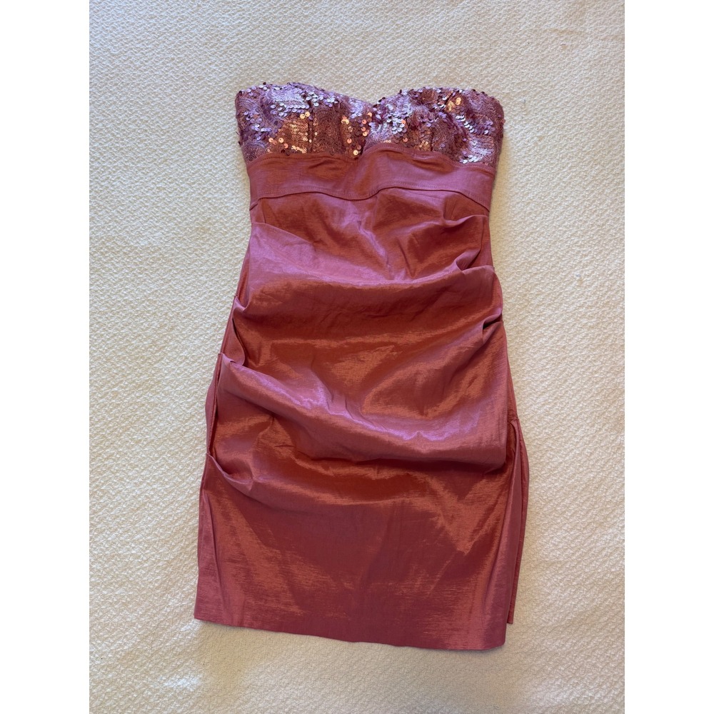 Va Va Voom Pink Strapless Sequin Lace Ruched Cocktail Dress Style D-1958 Size M